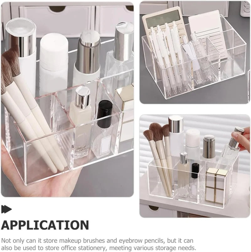 Clear Acrylic Compartment Organizer – 3-Section Storage Tray
