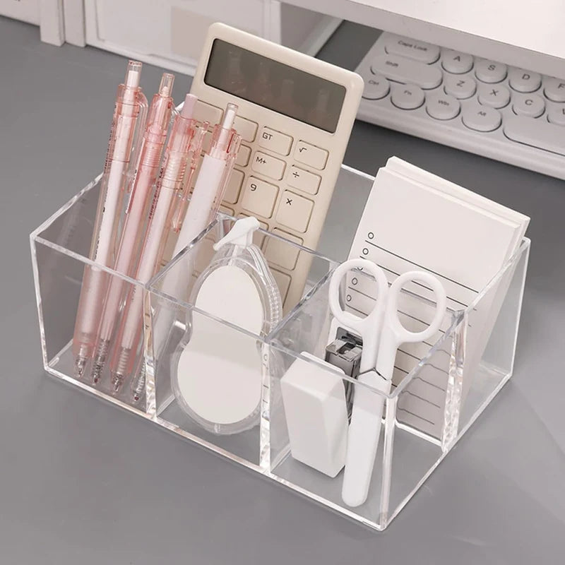 Clear Acrylic Compartment Organizer – 3-Section Storage Tray