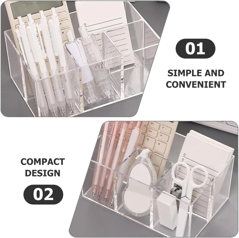 Clear Acrylic Compartment Organizer – 3-Section Storage Tray