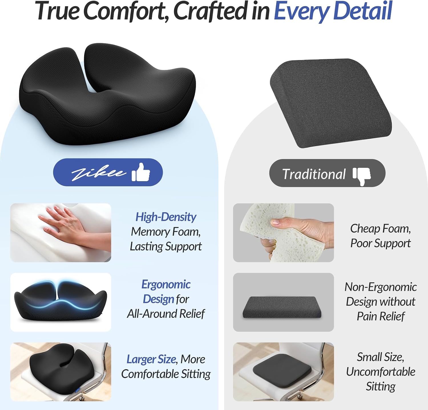 Ergonomic Memory Foam Seat Cushion
