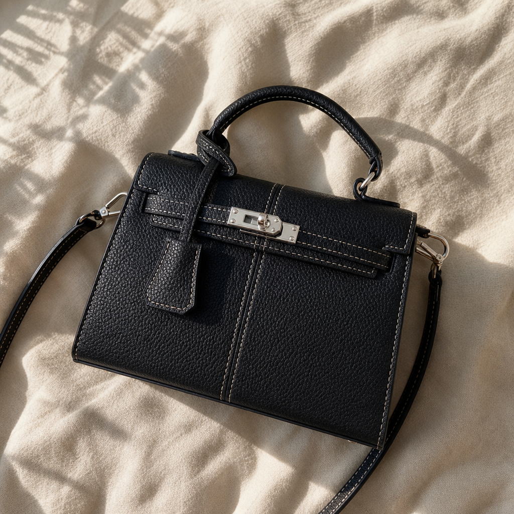 Colorblock Mini Top Handle Bag with Turn-Lock Strap