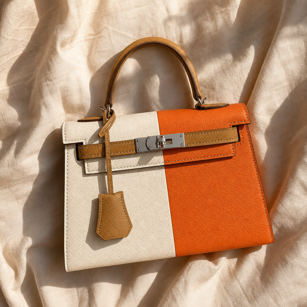 Colorblock Mini Top Handle Bag with Turn-Lock Strap