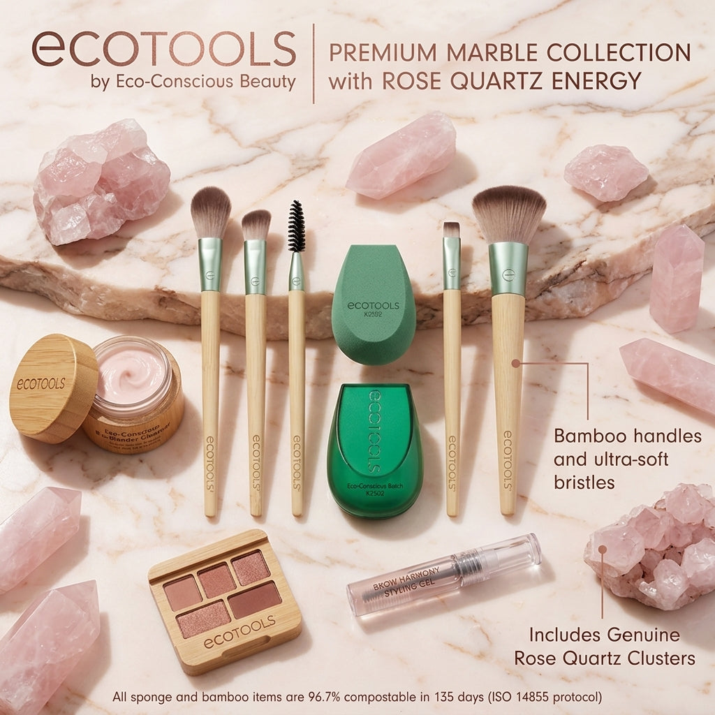 7-Piece Makeup Brush & Sponge Set – Bamboo Handles