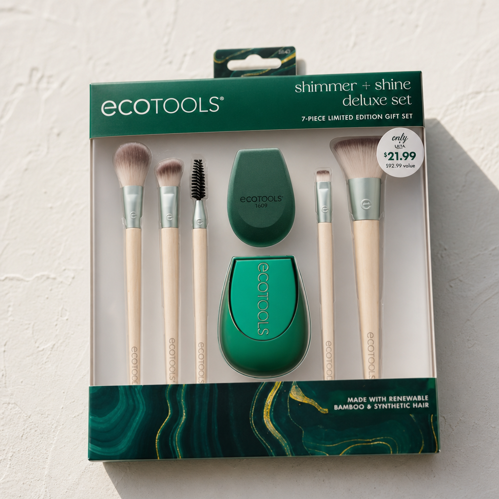 7-Piece Makeup Brush & Sponge Set – Bamboo Handles