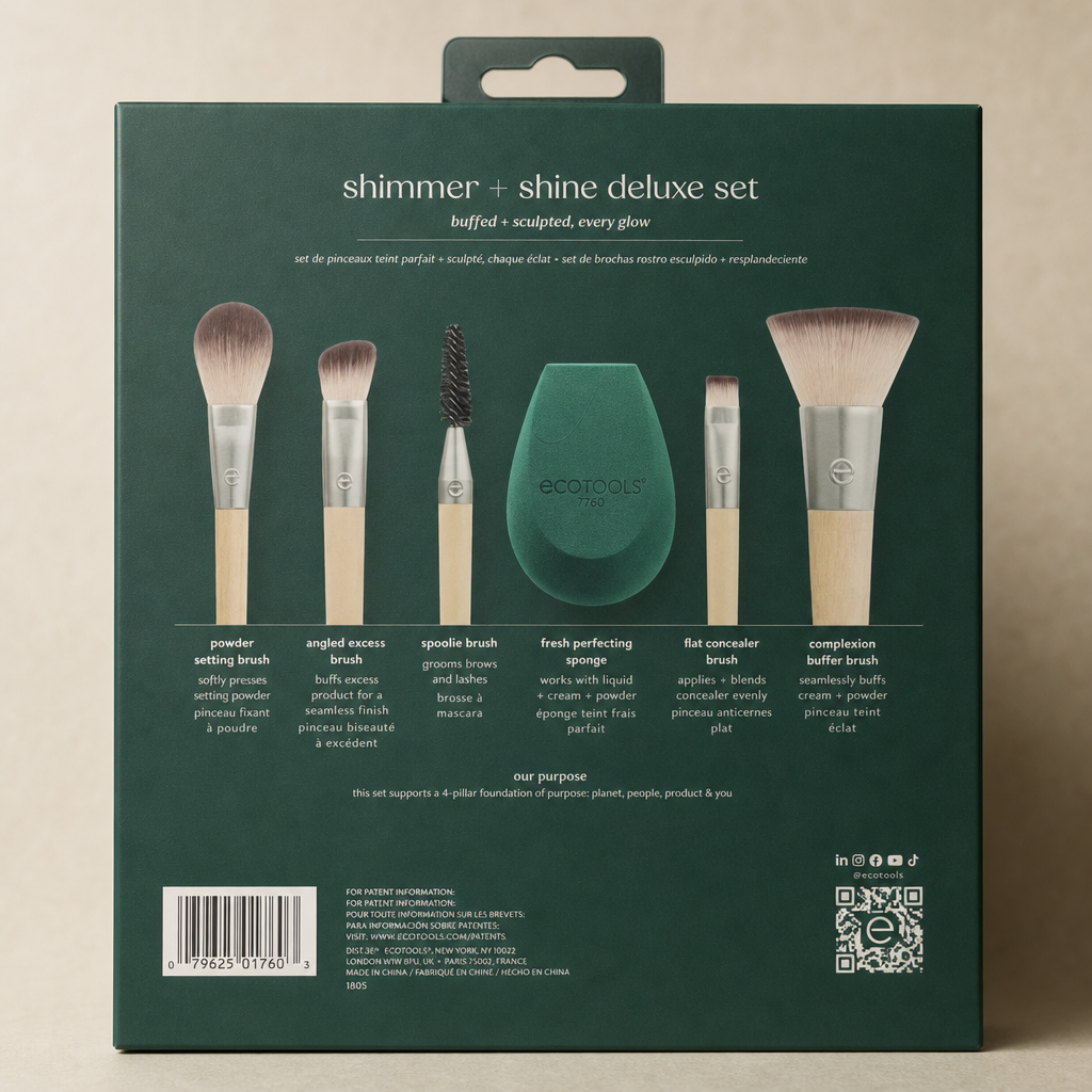 7-Piece Makeup Brush & Sponge Set – Bamboo Handles