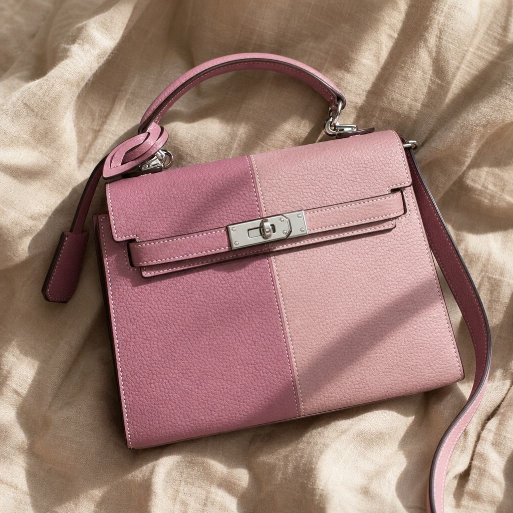 Colorblock Mini Top Handle Bag with Turn-Lock Strap