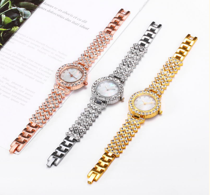 Rhinestone Bracelet Watch – Alloy Chain Strap