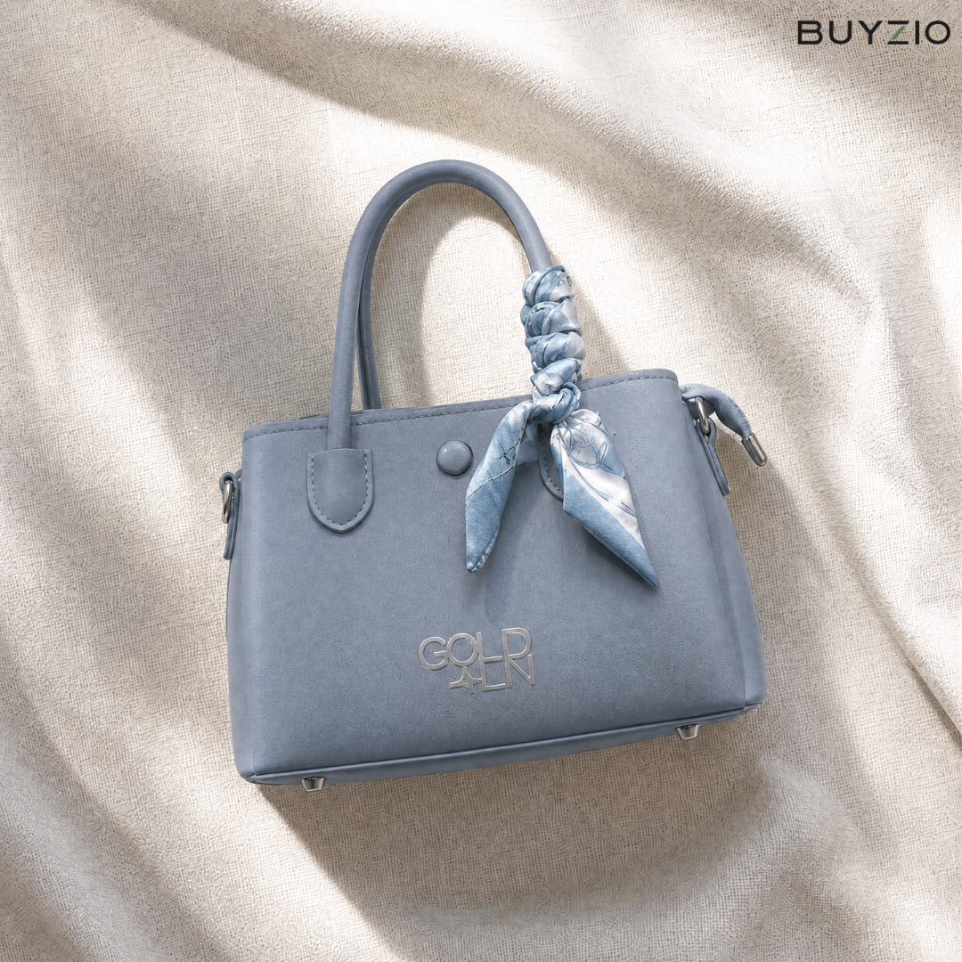Structured Handbag with Scarf Handle Accent