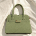 Structured Top Handle Bag with Buckle Accent