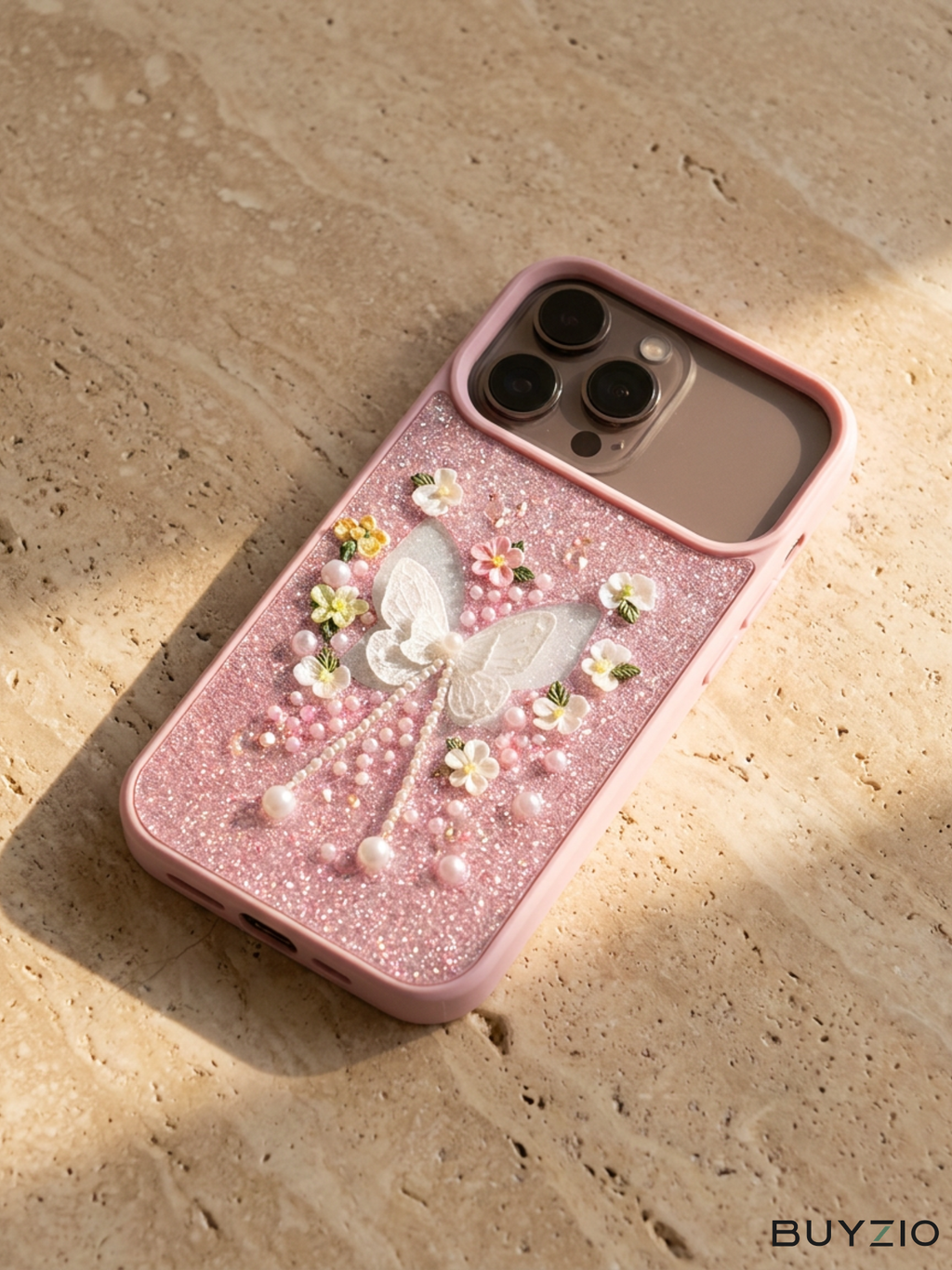 Lilac Glitter Butterfly Case