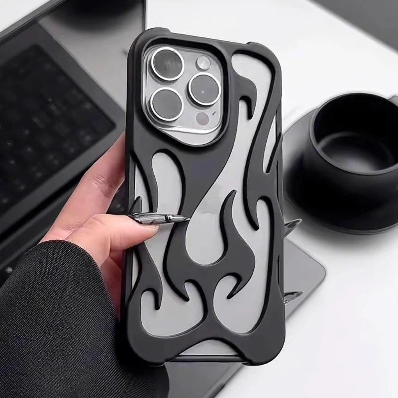 Flame Cutout Phone Case with Clear Back Panel