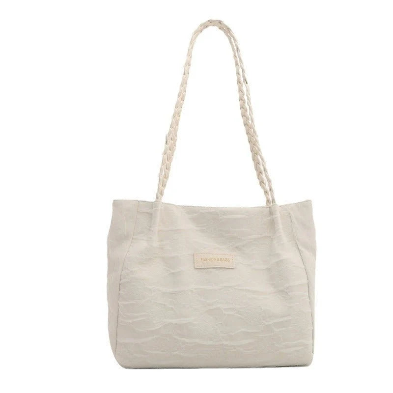 Braided Handle Lace Tote Bag