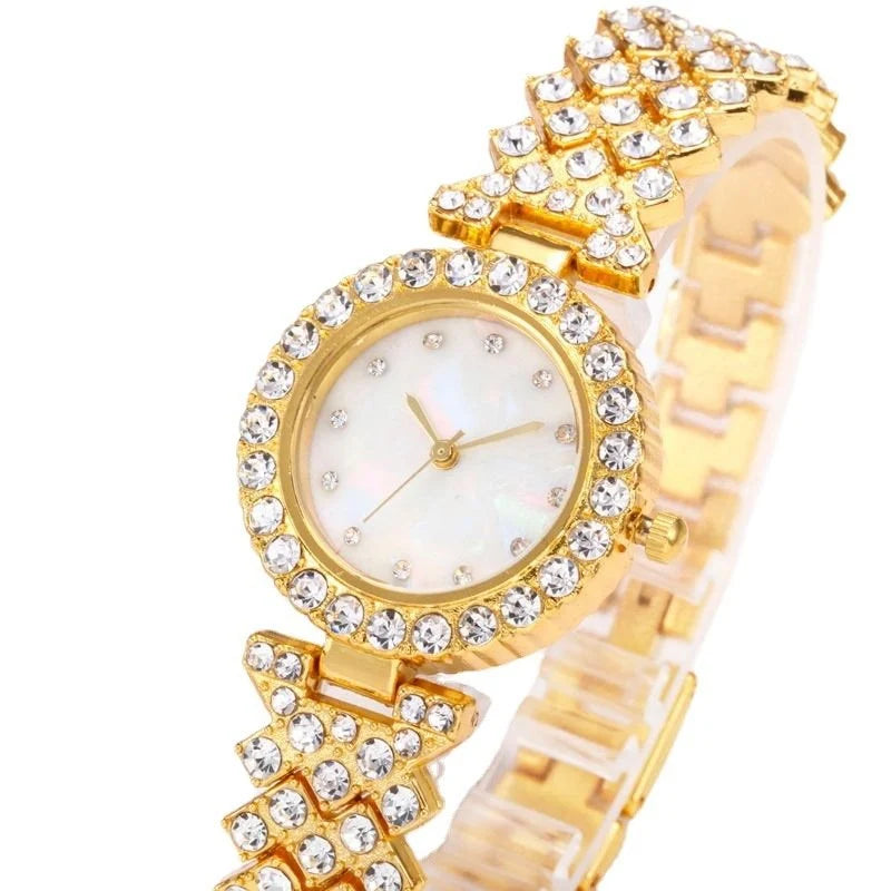 Rhinestone Bracelet Watch – Alloy Chain Strap