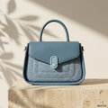 Two-Tone Top Handle Satchel – Sky Blue