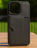 Leather-Look Card Holder Phone Case with Stitched Panel