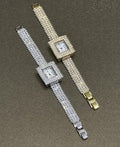 Crystal-Embellished Square Dial Watch