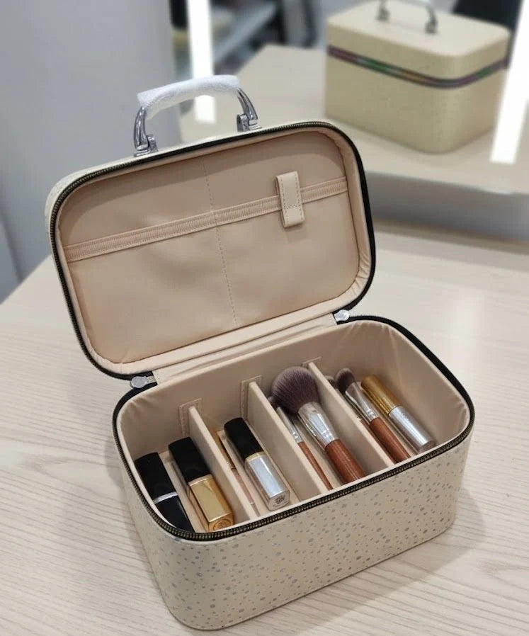 Speckled Hard-Shell Makeup Case with Top Handle