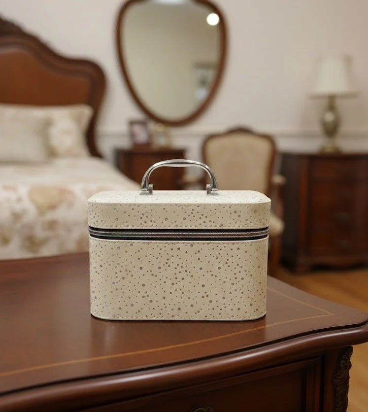 Speckled Hard-Shell Makeup Case with Top Handle