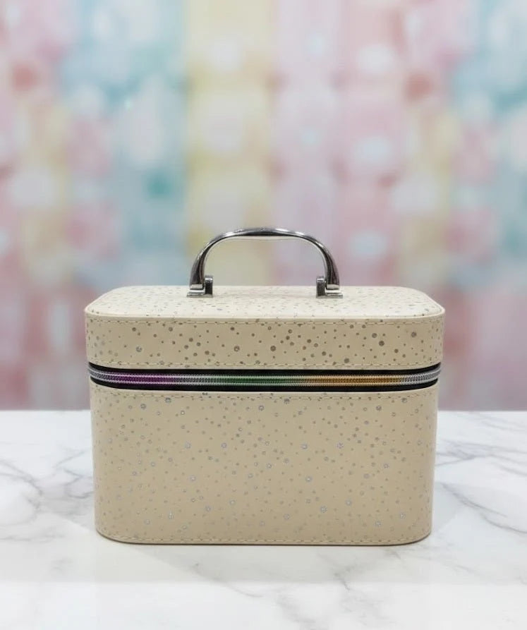Speckled Hard-Shell Makeup Case with Top Handle