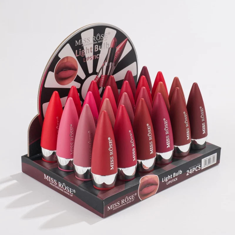Matte Bullet Lipstick Set – 24 Assorted Shades