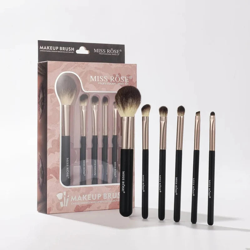 6-Piece Makeup Brush Set with Rose Gold Ferrules