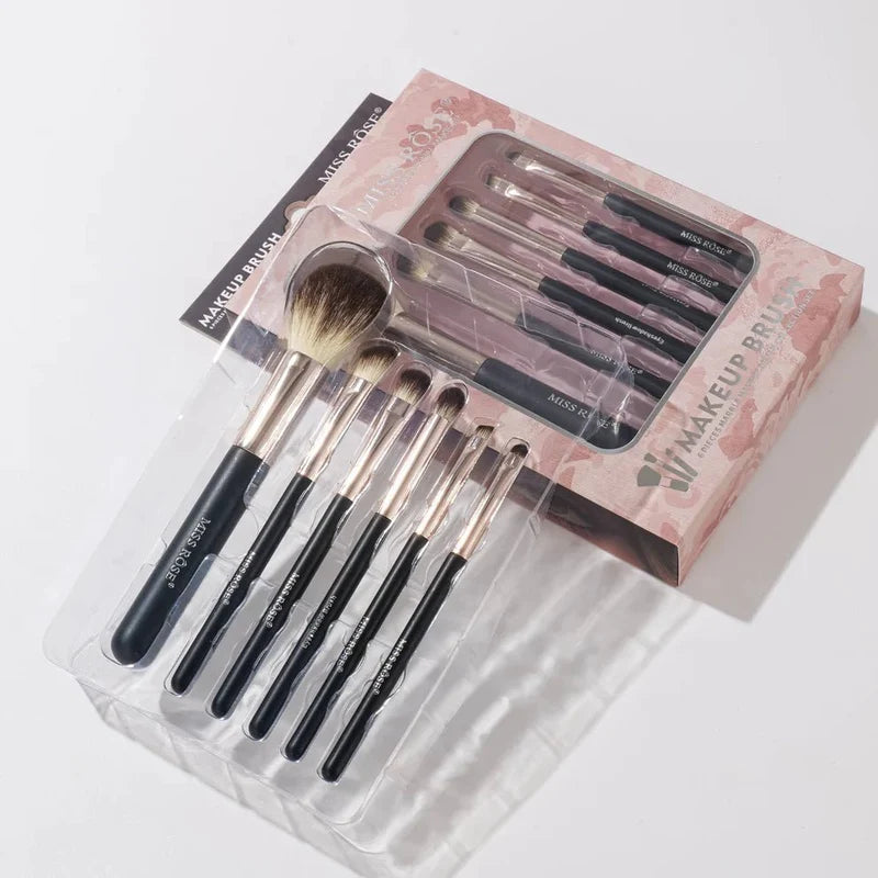 6-Piece Makeup Brush Set with Rose Gold Ferrules