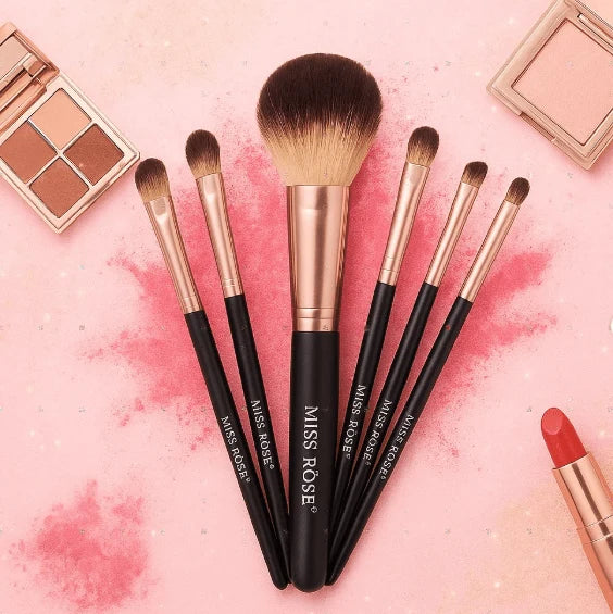 6-Piece Makeup Brush Set with Rose Gold Ferrules