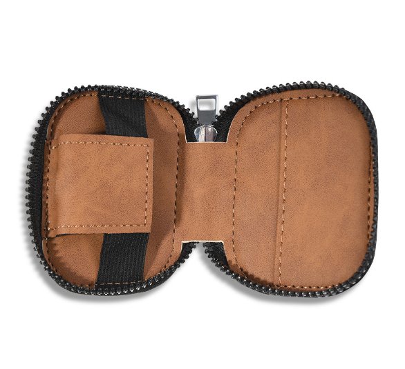 PU Leather AirPods Case with Bear Motif & Clip