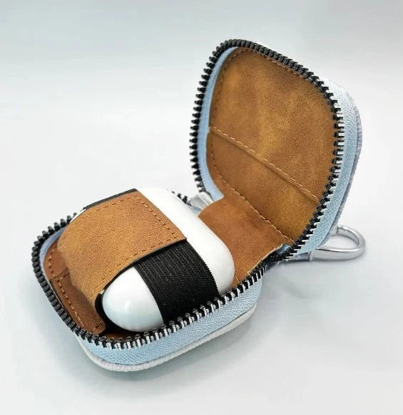 PU Leather AirPods Case with Bear Motif & Clip