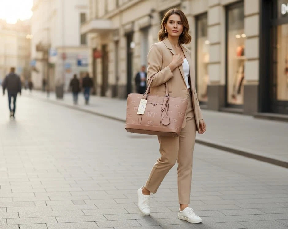 Rose Monogram Embossed Tote