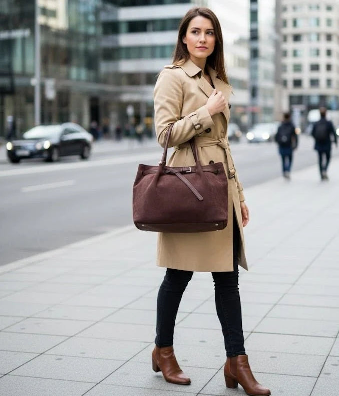 Slouchy Suede-Look Tote Bag