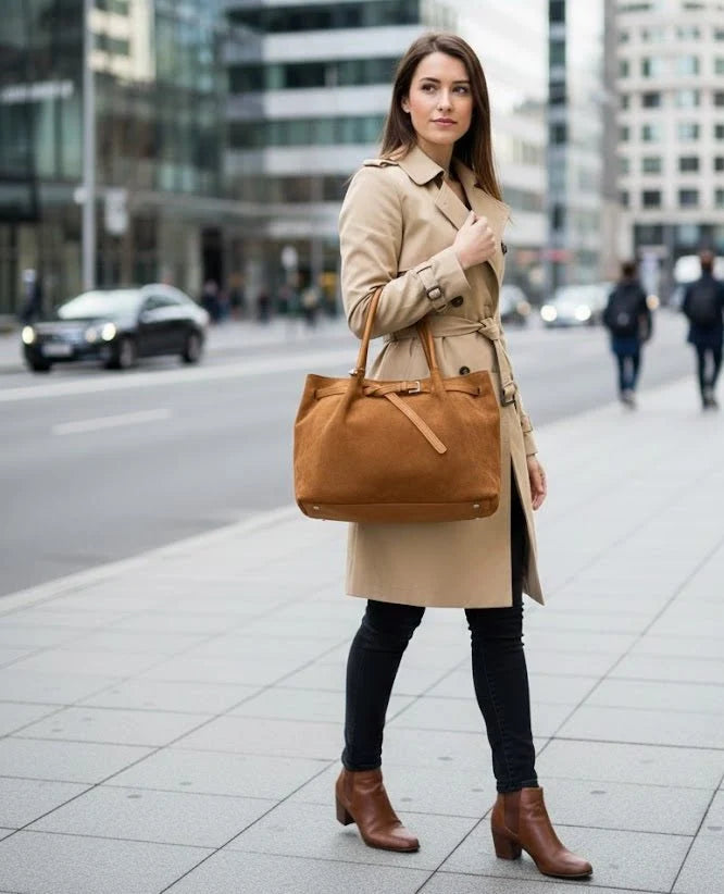 Slouchy Suede-Look Tote Bag