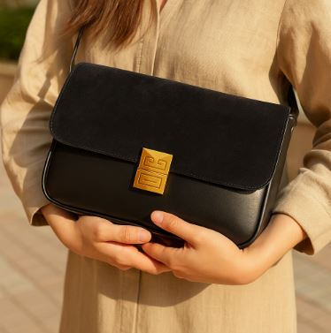 Structured Flap Crossbody Bag with Geometric Clasp