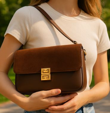 Structured Flap Crossbody Bag with Geometric Clasp