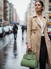 Structured Top Handle Bag with Gold-Tone Buckle Accent
