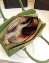 Structured Top Handle Bag with Gold-Tone Buckle Accent