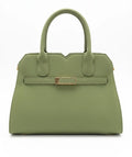 Structured Top Handle Bag with Gold-Tone Buckle Accent