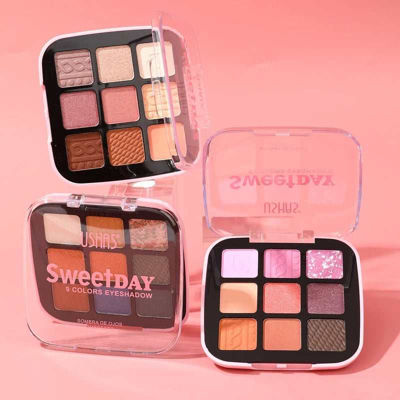9-Shade Eyeshadow Palette – Matte, Shimmer & Satin Finishes