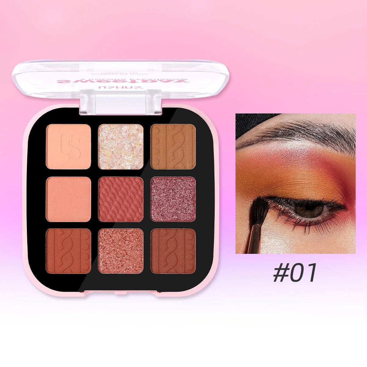 9-Shade Eyeshadow Palette – Matte, Shimmer & Satin Finishes