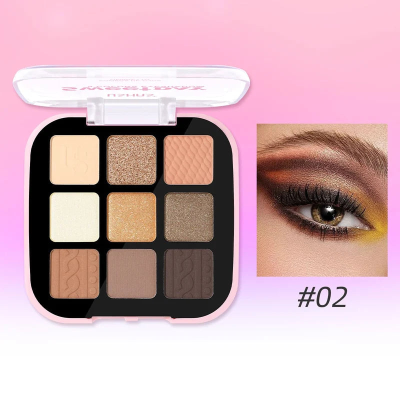 9-Shade Eyeshadow Palette – Matte, Shimmer & Satin Finishes