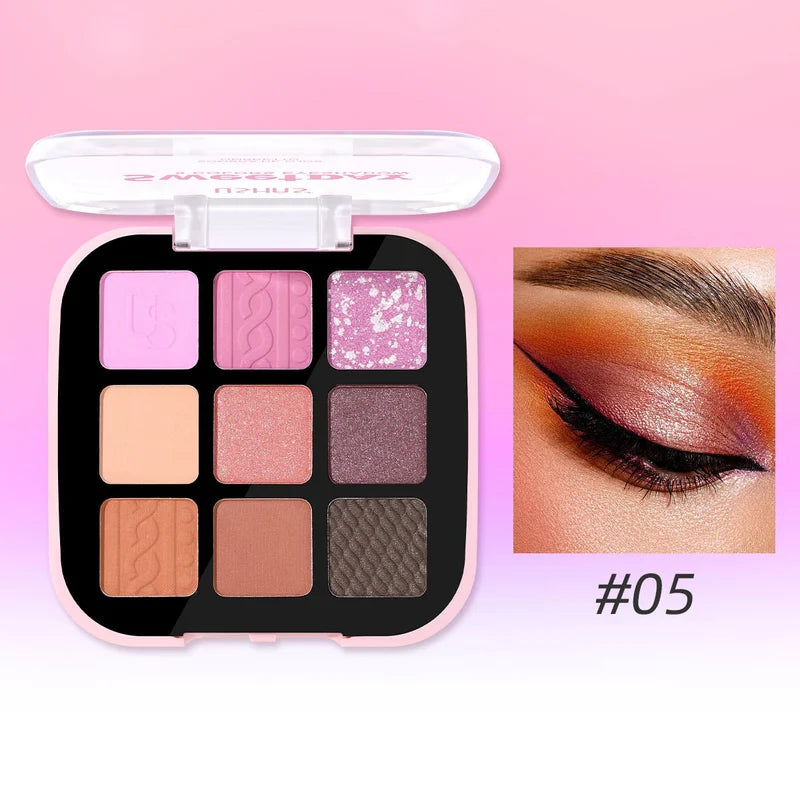 9-Shade Eyeshadow Palette – Matte, Shimmer & Satin Finishes