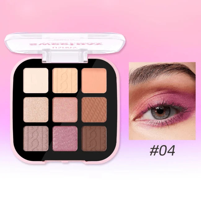 9-Shade Eyeshadow Palette – Matte, Shimmer & Satin Finishes