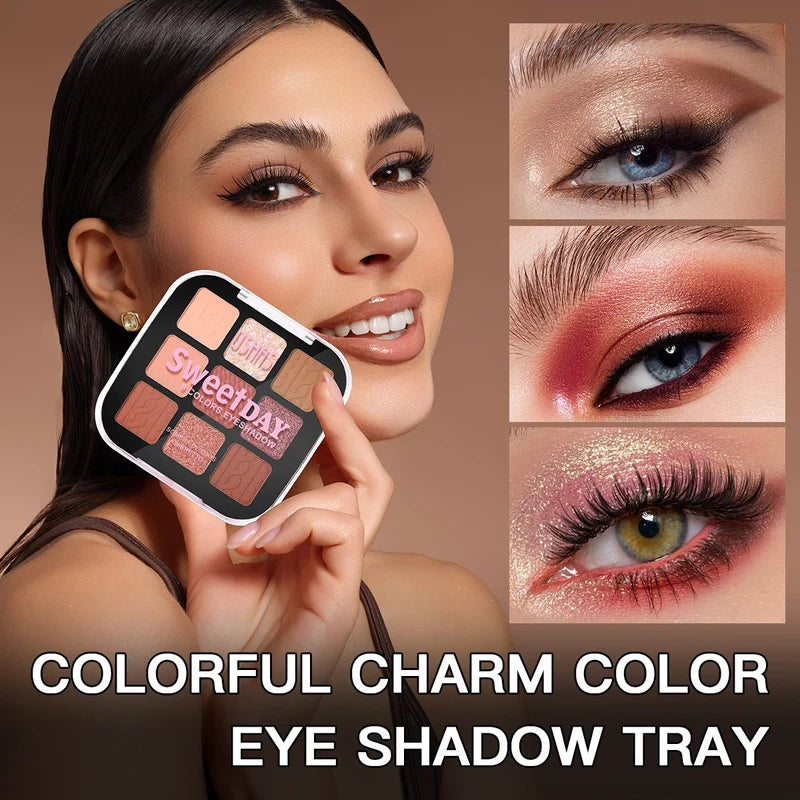9-Shade Eyeshadow Palette – Matte, Shimmer & Satin Finishes
