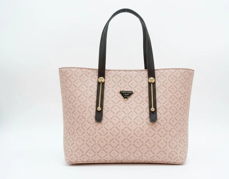 Printed Tote Bag with Detachable Pouch – Blush Pink